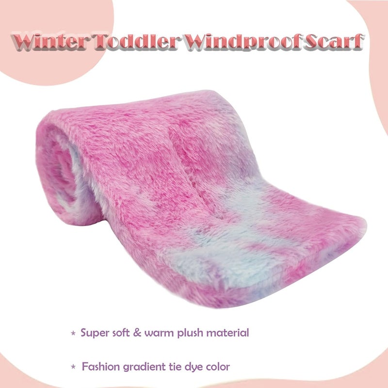 Piewag Kids Toddler Scarf Winter Rainbow Scarf Gradient Cross Tie Collar Fluffy Fur Plush Scarves Neck Warmer for Girls Boys - Image 5